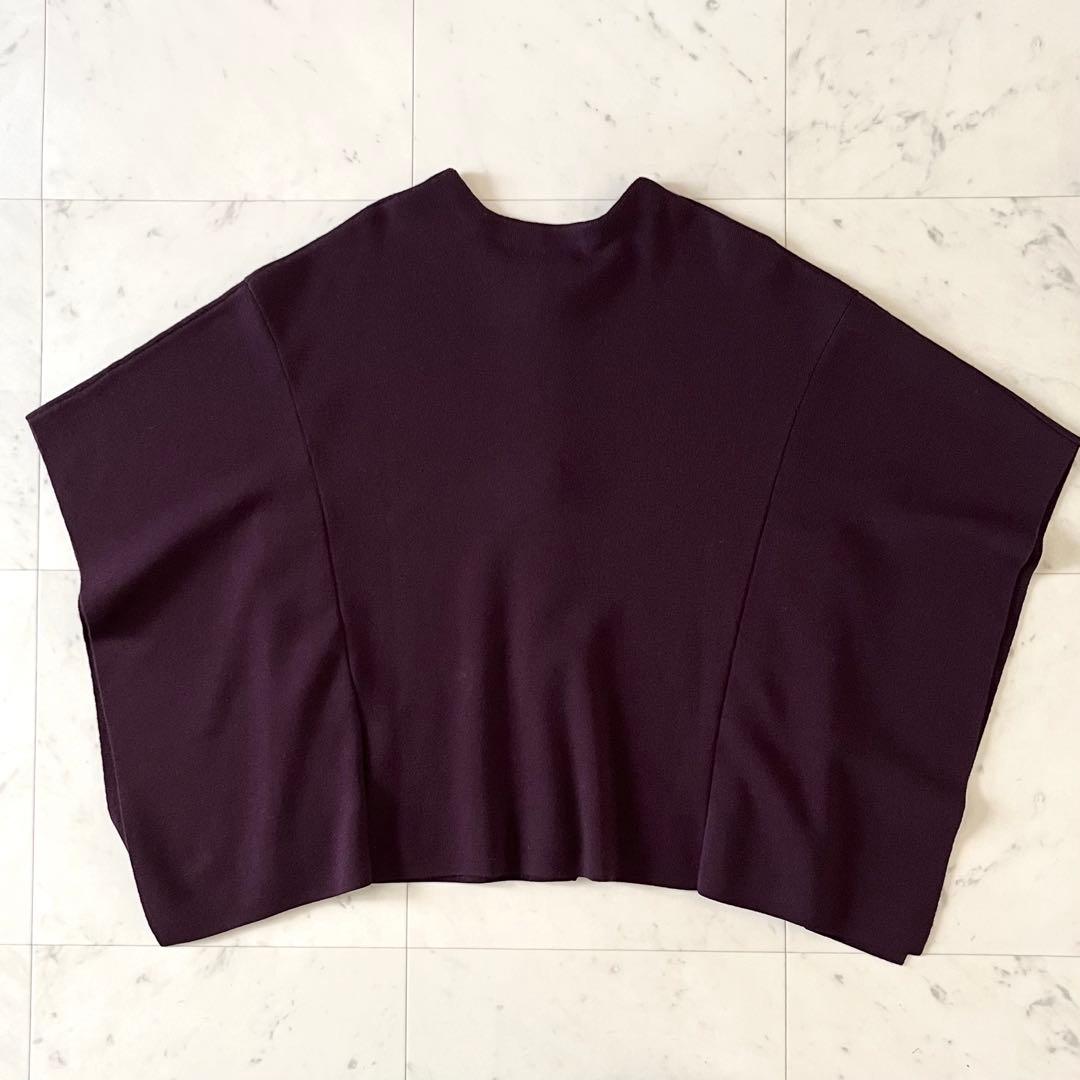 美品♪ADORE アドーア ウールニットポンチョ 38 パープル系 7分袖