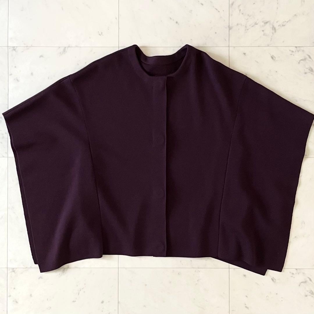 美品♪ADORE アドーア ウールニットポンチョ 38 パープル系 7分袖