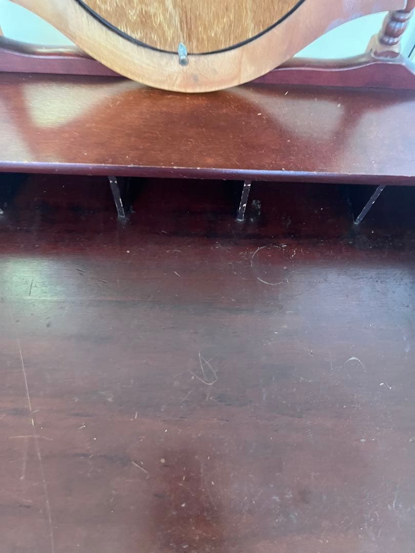 ヴィンテージ　ダークレッド 木製ドレッサー　鏡台　椅子なし　アンティーク