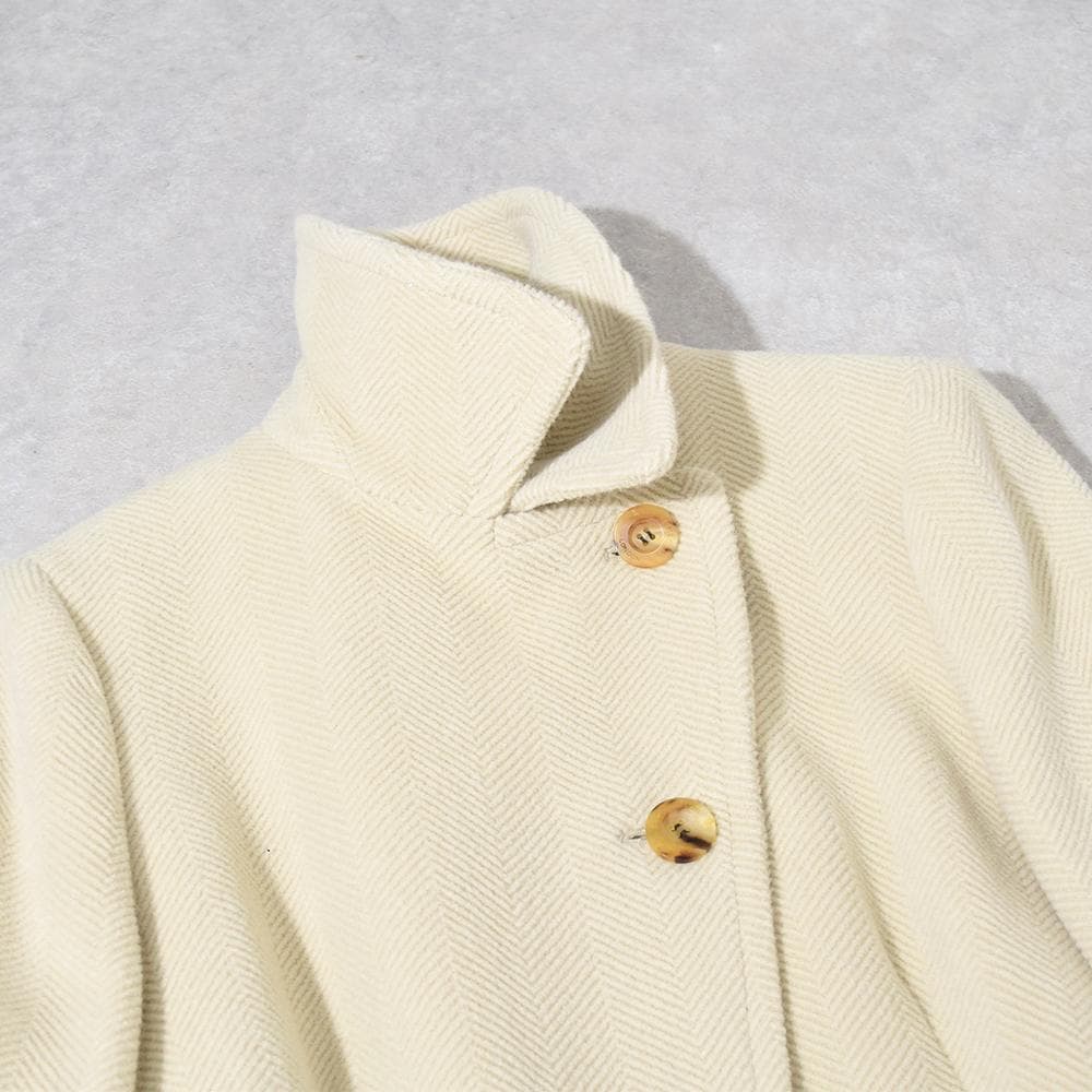 英国老舗 Aquascutum アンゴラ ウール ヘリンボーンパイル コート