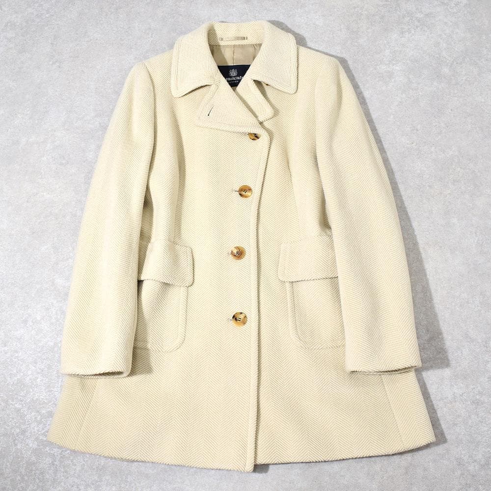 英国老舗 Aquascutum アンゴラ ウール ヘリンボーンパイル コート