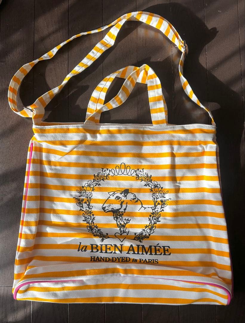プ*）様 la BIEN AIMÉE ストライプショルダーバッグイエロー