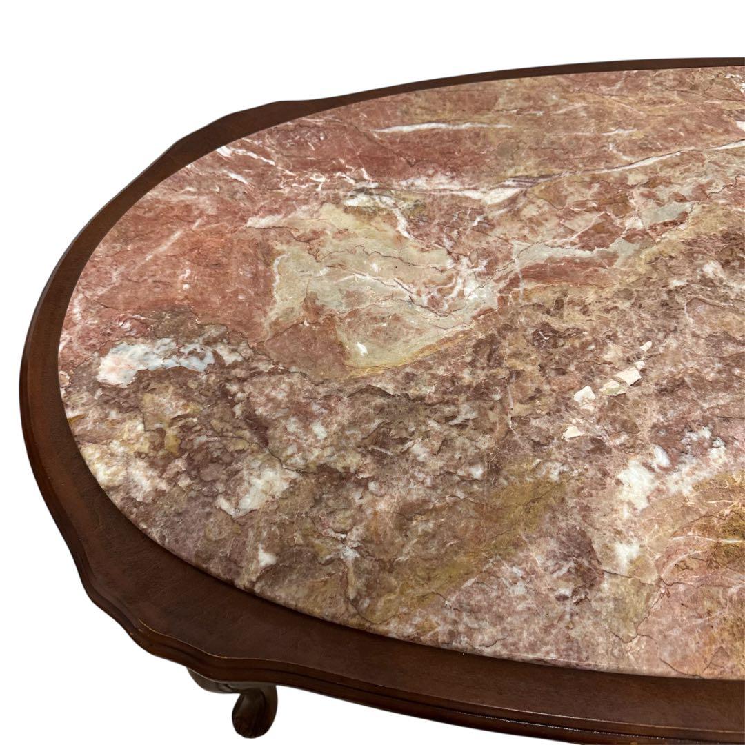 センターテーブル　木製　ロココ調　大理石天板　猫足　アンティーク