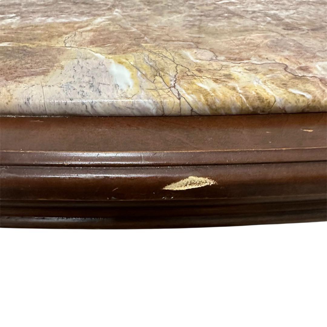 センターテーブル　木製　ロココ調　大理石天板　猫足　アンティーク