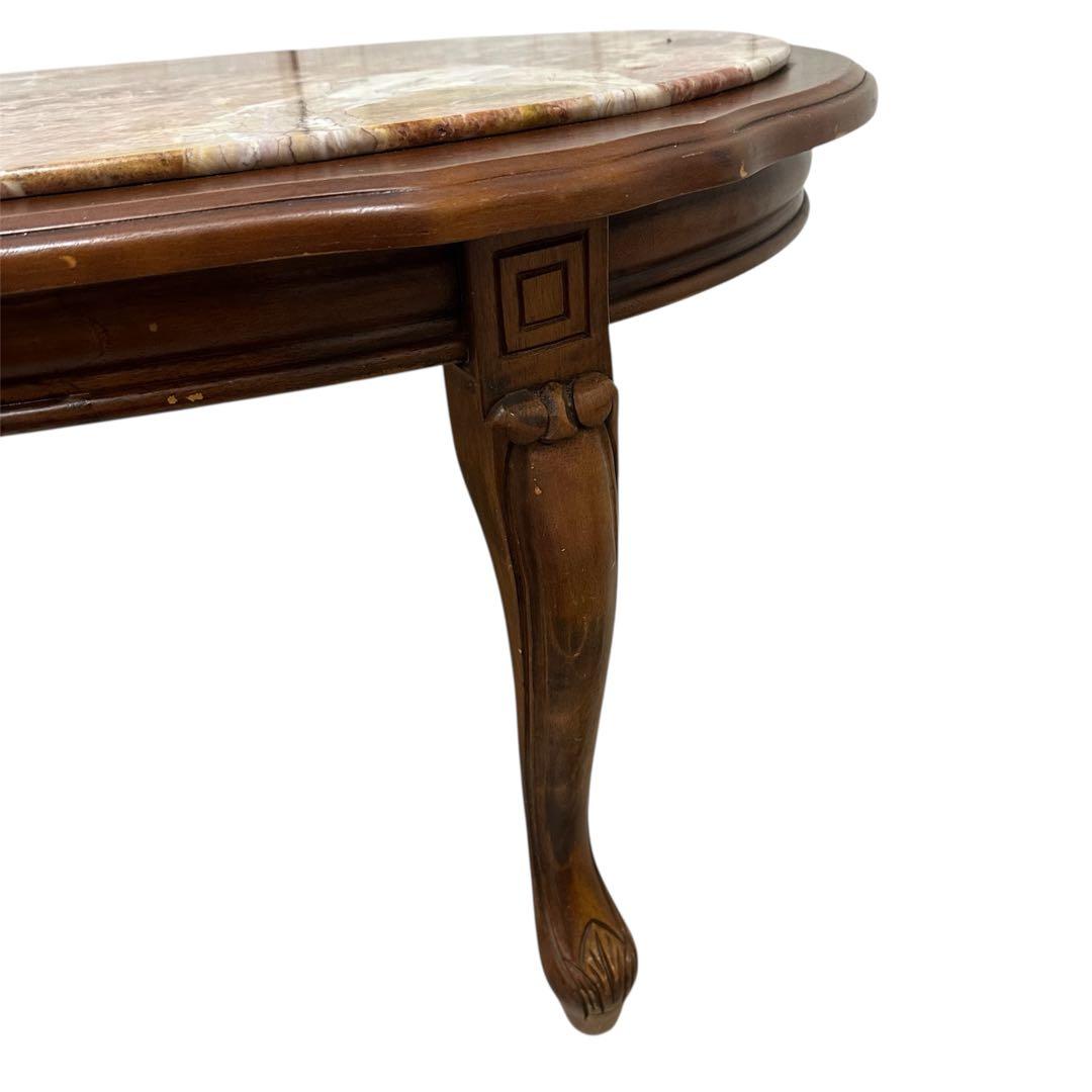 センターテーブル　木製　ロココ調　大理石天板　猫足　アンティーク
