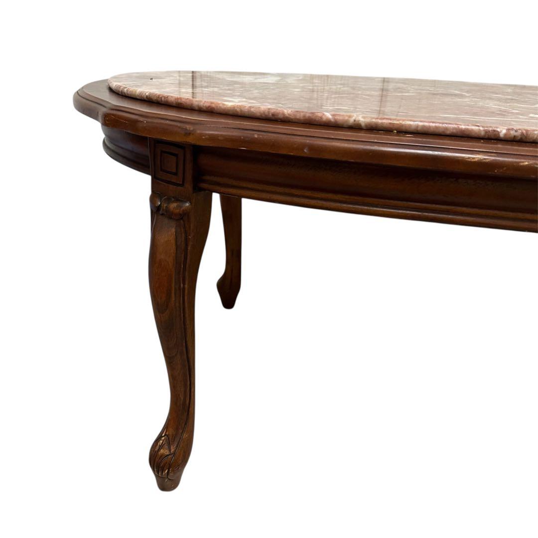 センターテーブル　木製　ロココ調　大理石天板　猫足　アンティーク