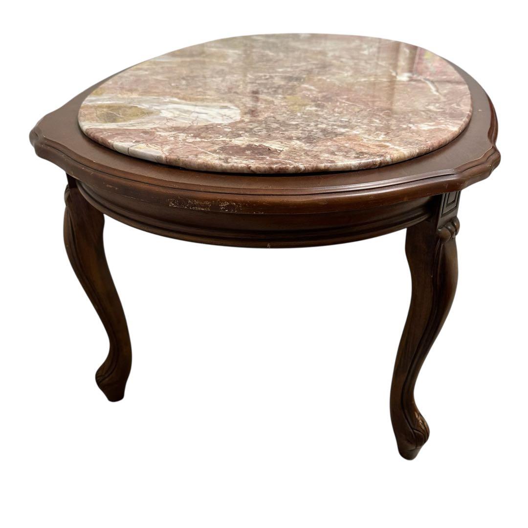 センターテーブル　木製　ロココ調　大理石天板　猫足　アンティーク