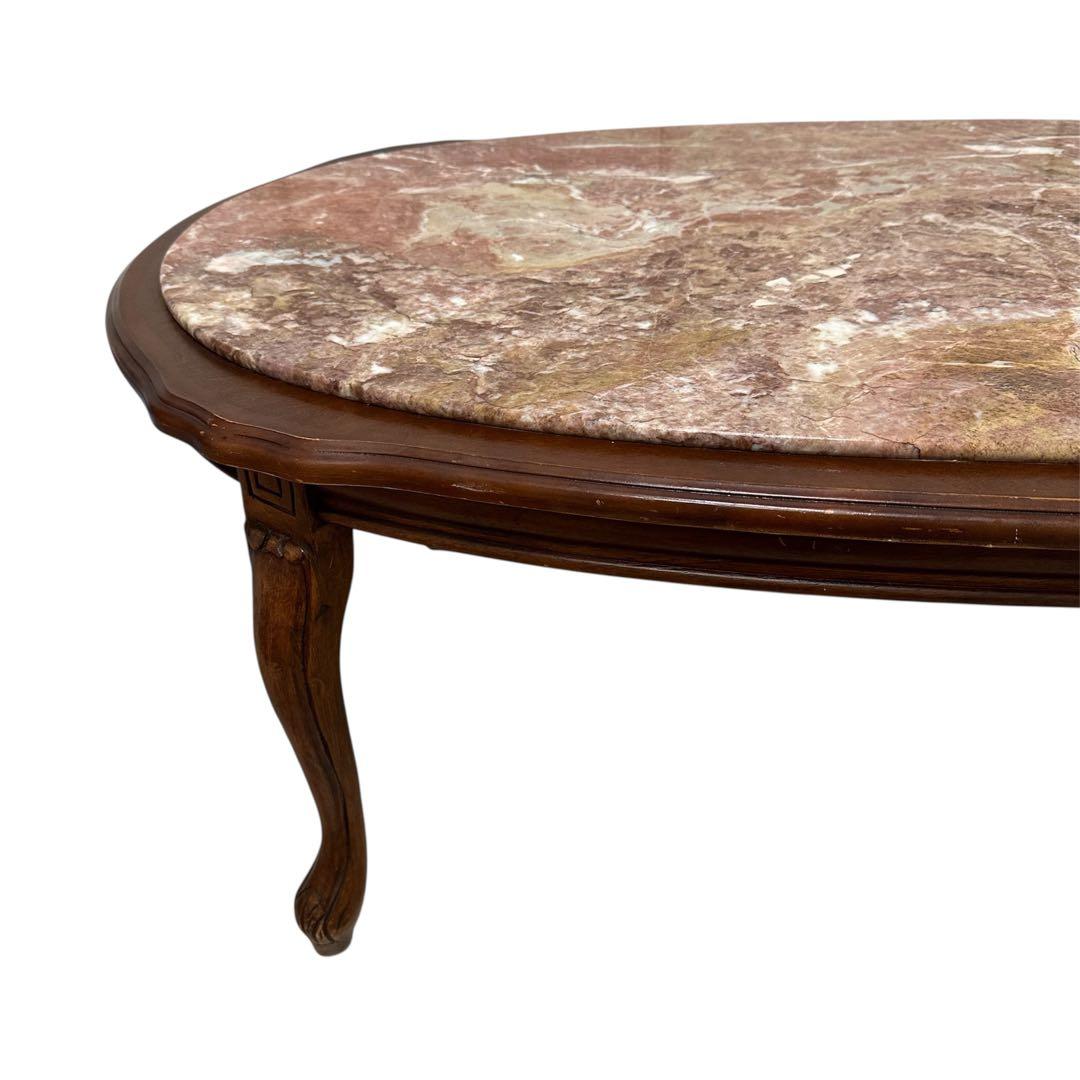 センターテーブル　木製　ロココ調　大理石天板　猫足　アンティーク