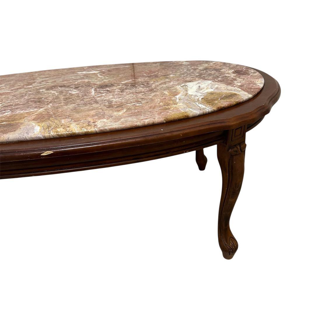 センターテーブル　木製　ロココ調　大理石天板　猫足　アンティーク