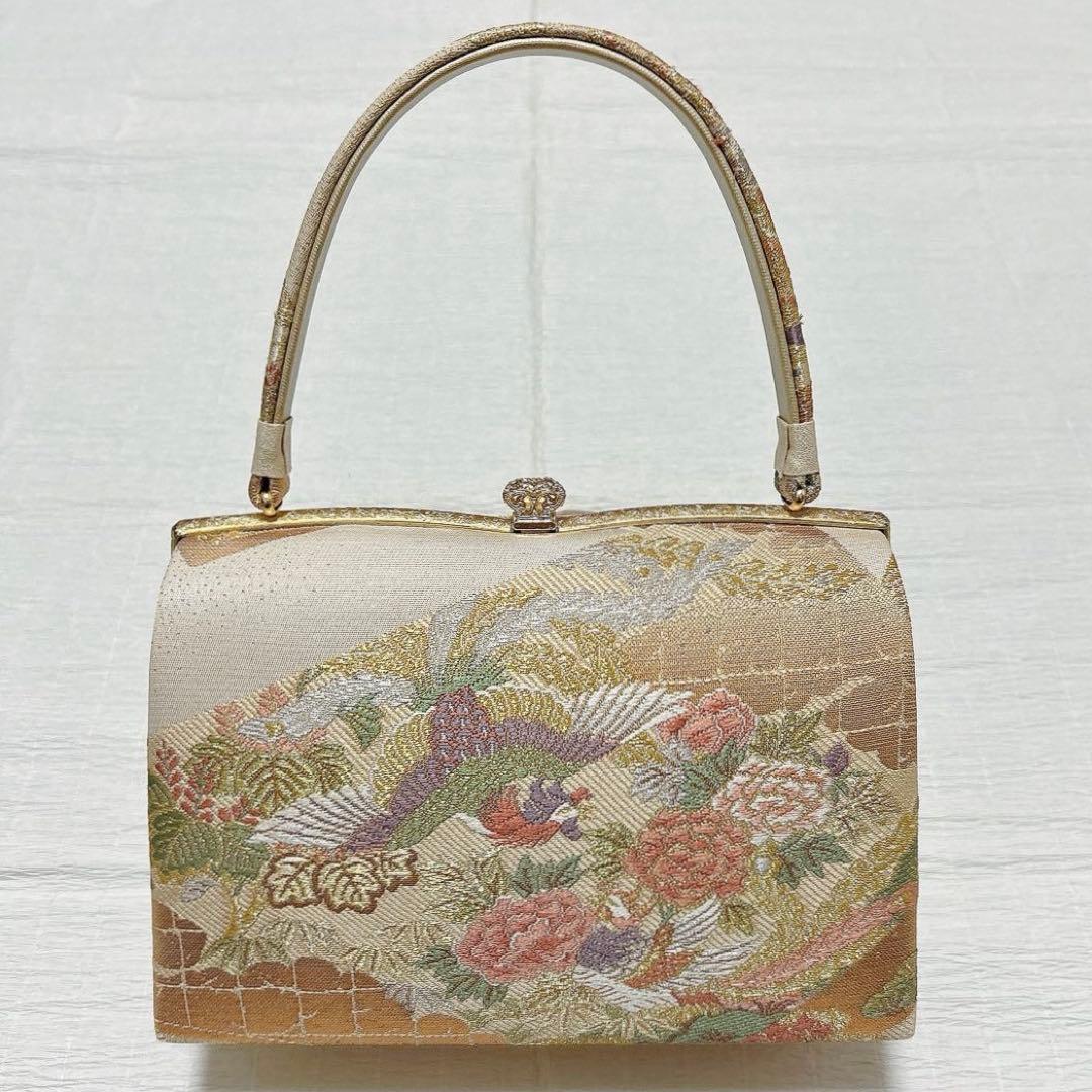 紗織　バッグ　草履　セット　M寸　振袖　成人式　正絹帯地　金糸　フォーマル