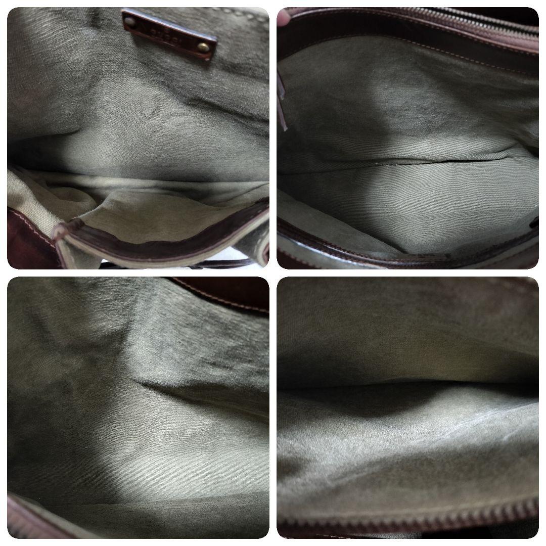 GUCCI グッチ バンブー キャンバス トートバッグ カーキベージュ 茶 黒