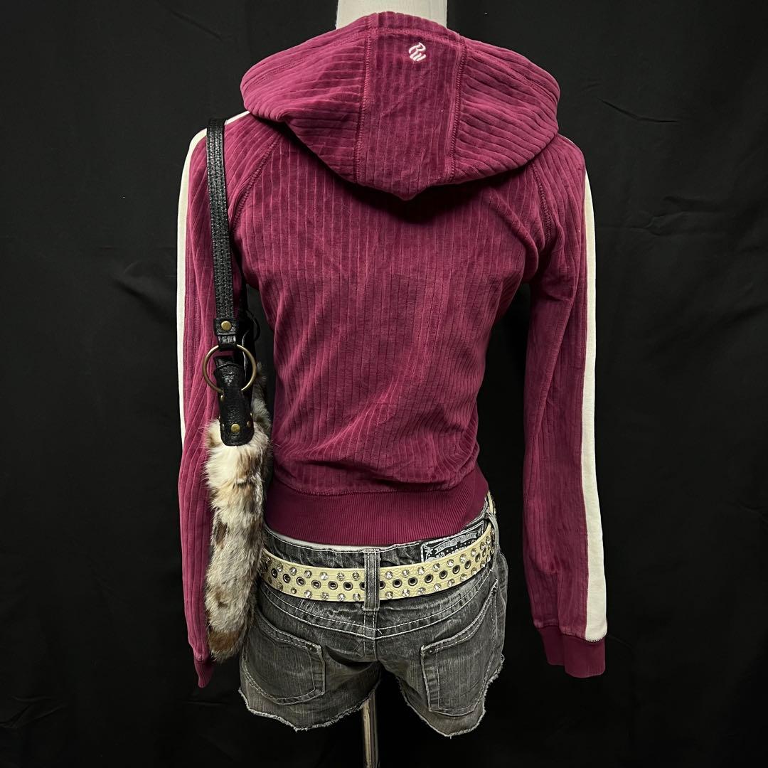 希少　ROCA WEAR ベロア　ジップアップ　フーディ　平成ギャル　y2k