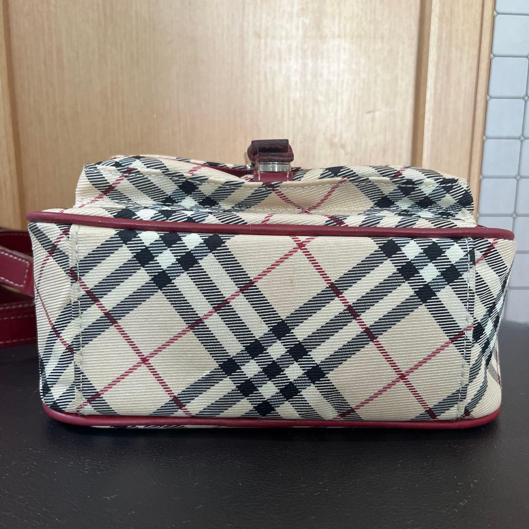 バーバリー・ブルーレーベル　チェック　ショルダーバッグ　赤