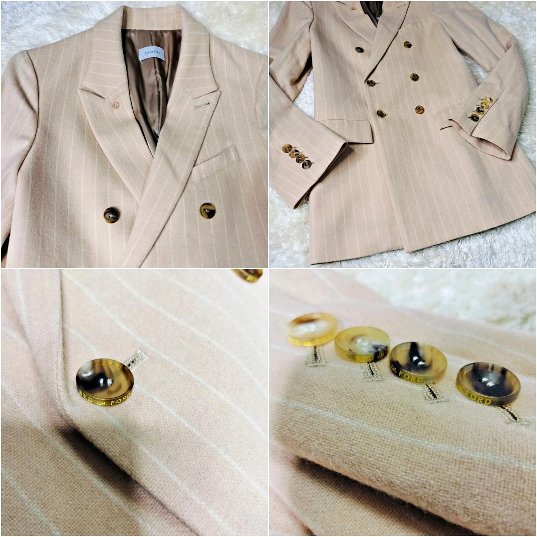 未使用✨️21AW ベッドフォード ダブルセットアップ カシミヤ混 ピーチカラー