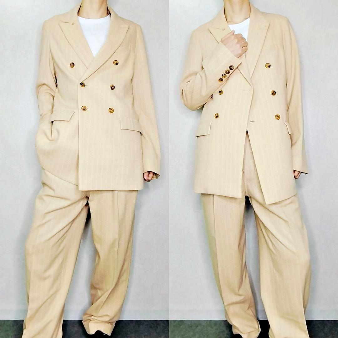 未使用✨️21AW ベッドフォード ダブルセットアップ カシミヤ混 ピーチカラー