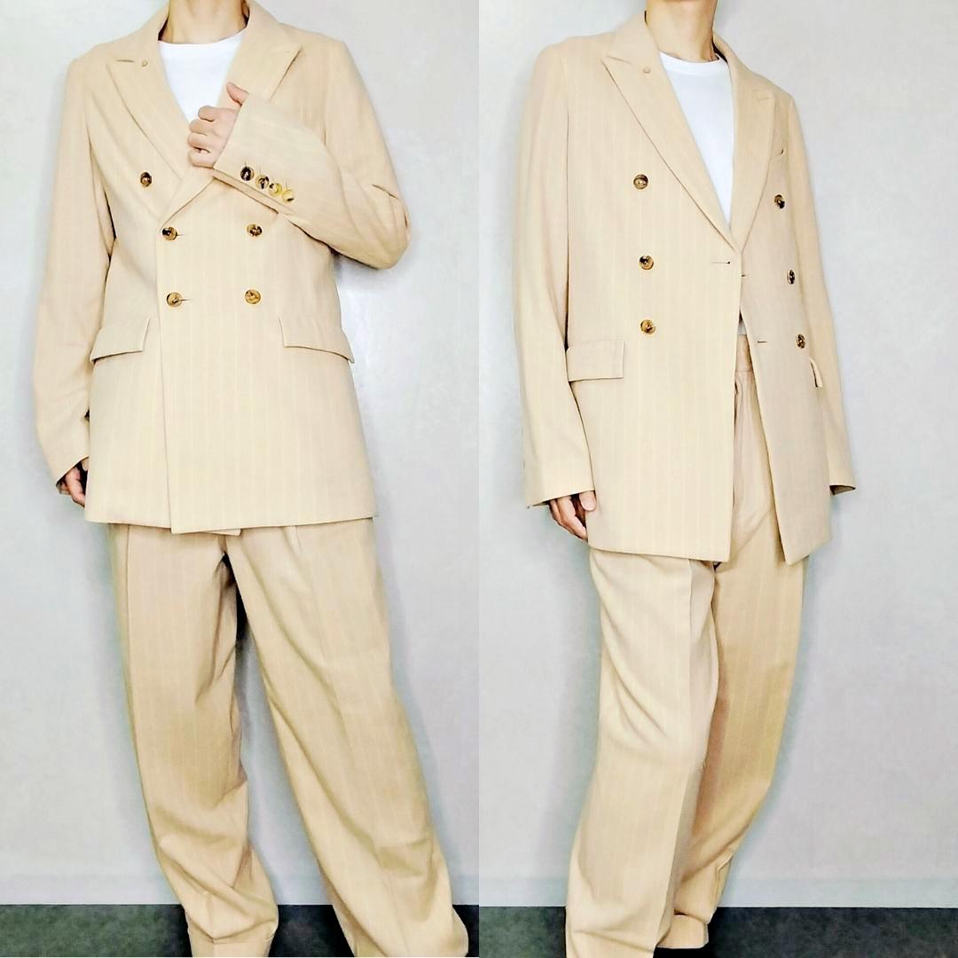 未使用✨️21AW ベッドフォード ダブルセットアップ カシミヤ混 ピーチカラー