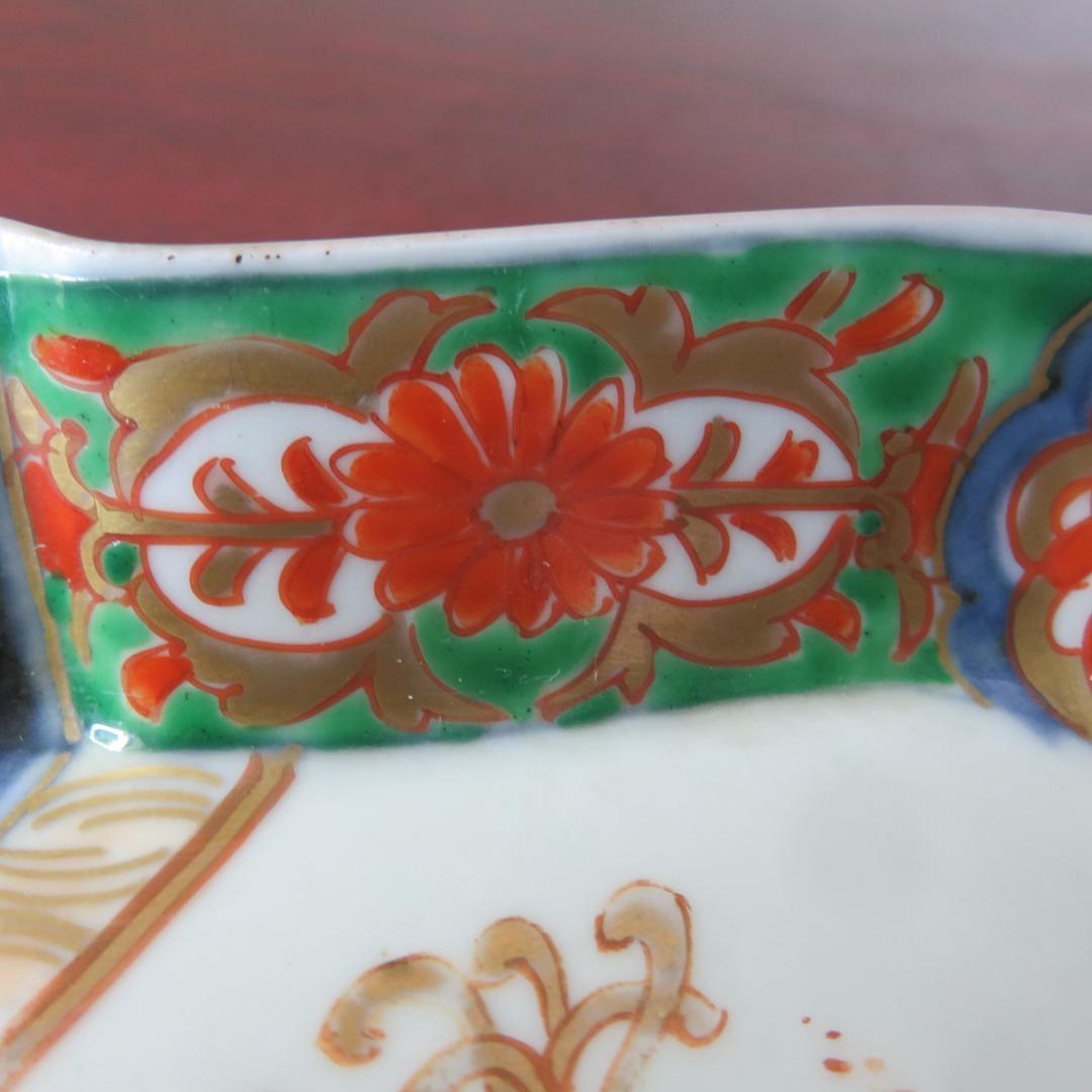 変形皿 蝶 菊 色絵付け 九谷 古伊万里 金彩 5枚組