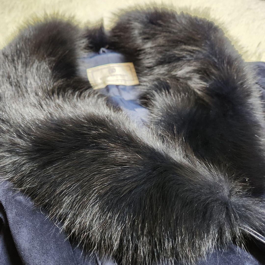 本革 スエード 112cmマキシ丈 ベルテッド ロングコート M ショールカラー