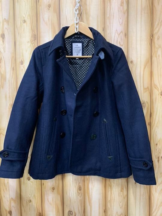 SALE新品LONG PINEしっかり襟カラー★メルトンPコート★Lサイズ