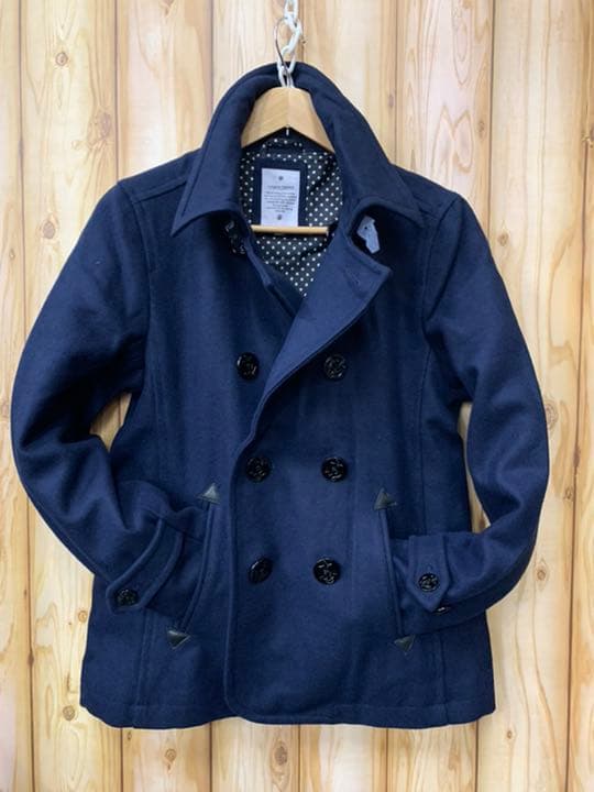 SALE新品LONG PINEしっかり襟カラー★メルトンPコート★Lサイズ