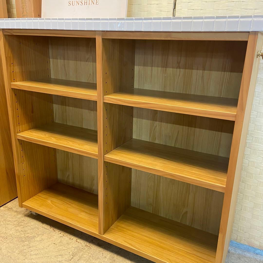 モモナチュラル MomoNatural⭐️モザイク タイル　スリム キッチンワゴン