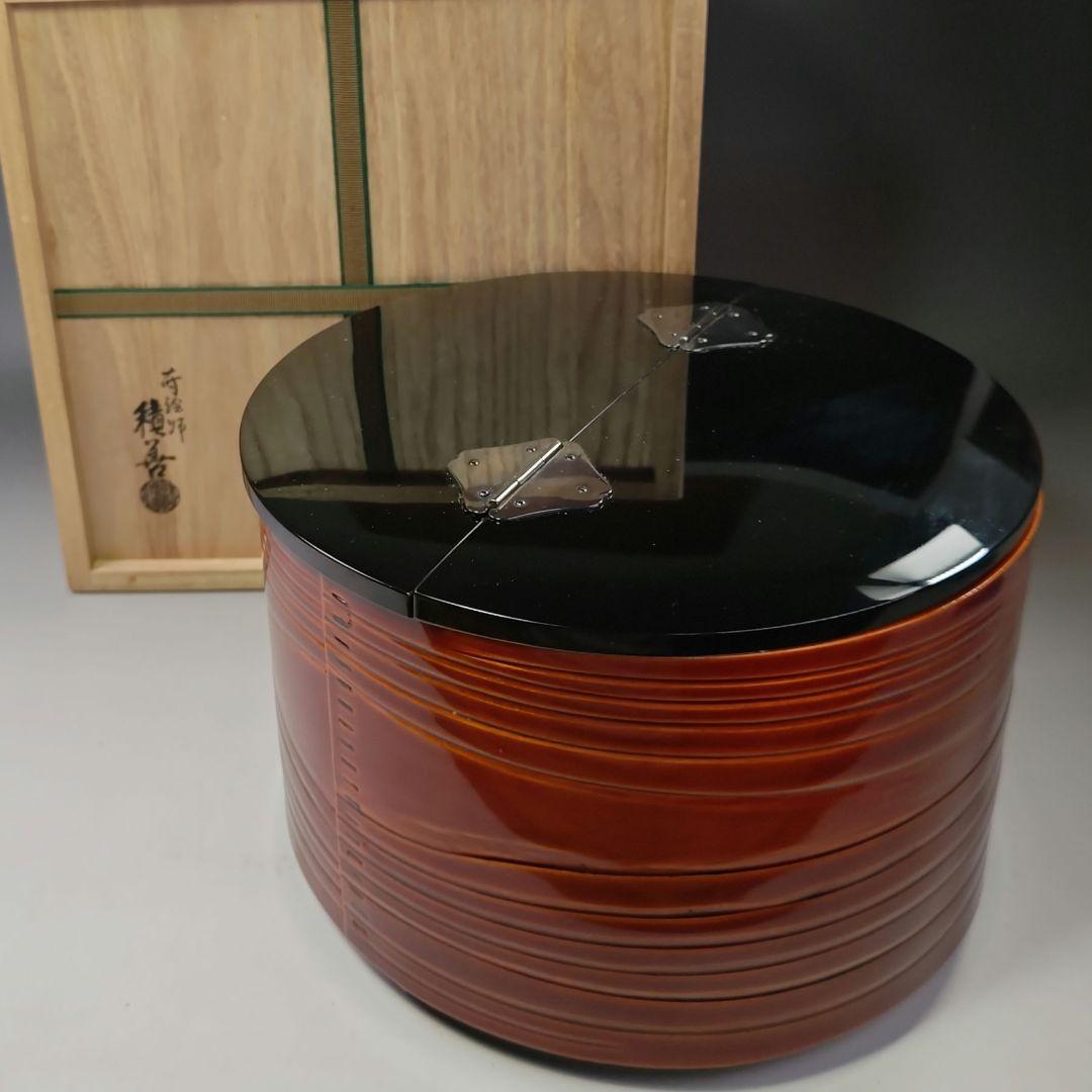 イ587 水指『蒔絵師　河原積善作』『春慶塗　鳥金蒔絵蓋　水指　共箱』茶道具