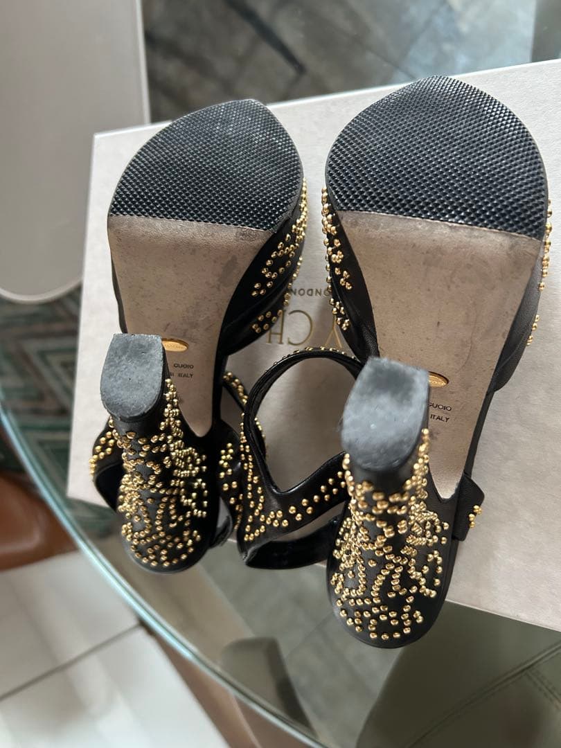 ★セルジオロッシ★スタッズ付き　プラットフォームサンダル　★ブラック★極美品