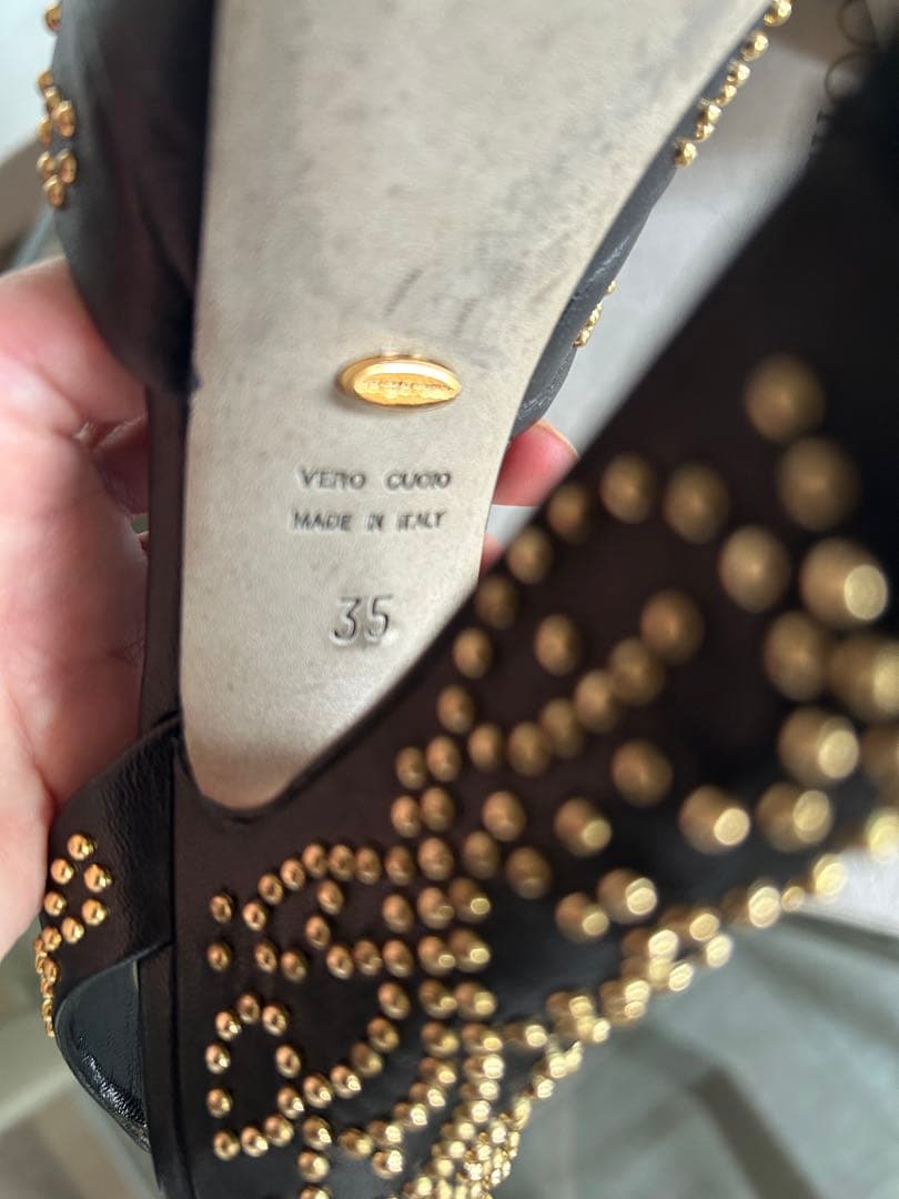 ★セルジオロッシ★スタッズ付き　プラットフォームサンダル　★ブラック★極美品