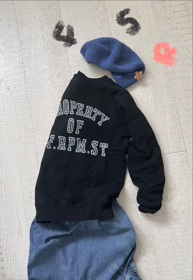 45R 美品！プロパティロゴプリント裏毛の908スウェット 1 黒