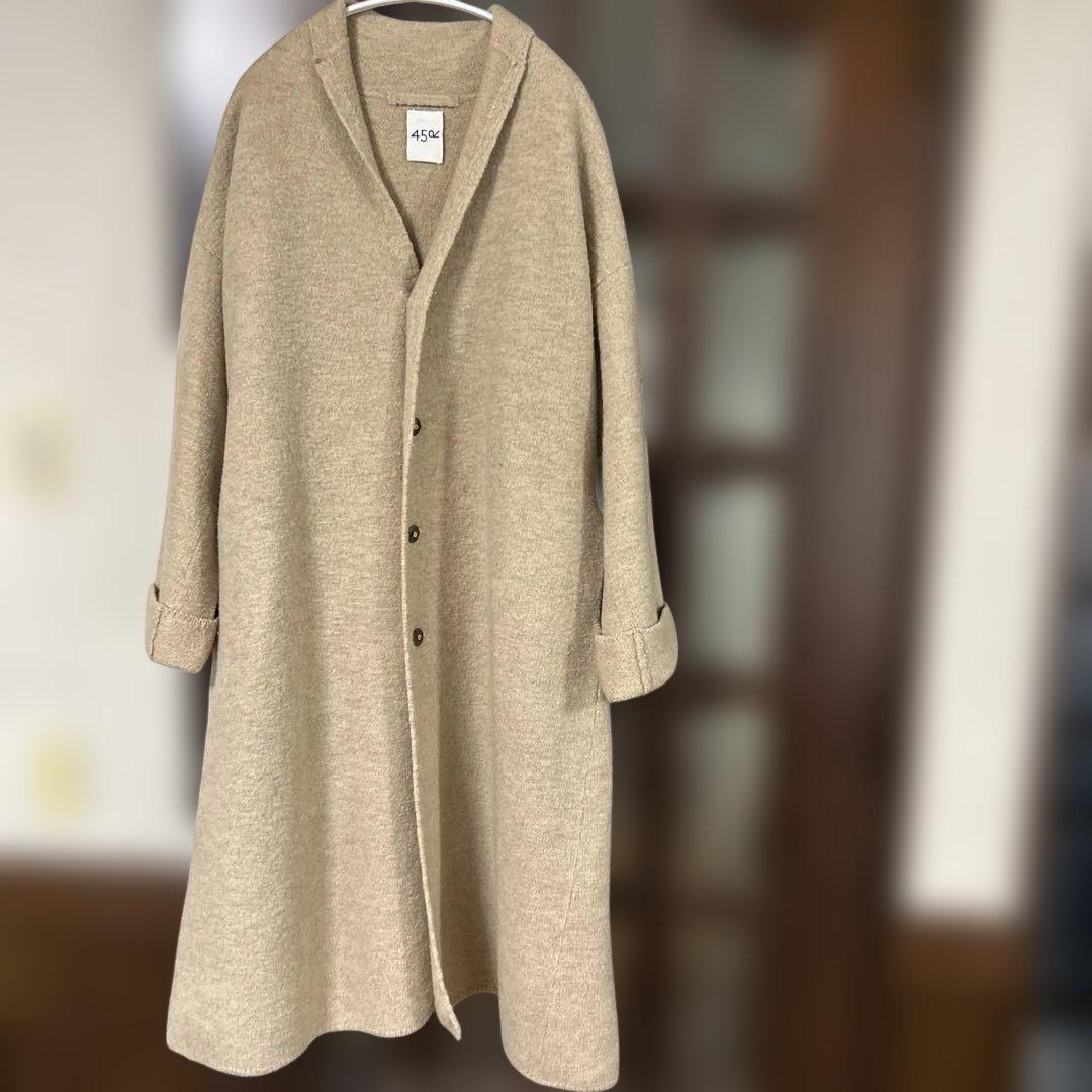 45R縮絨ニットのロングコート