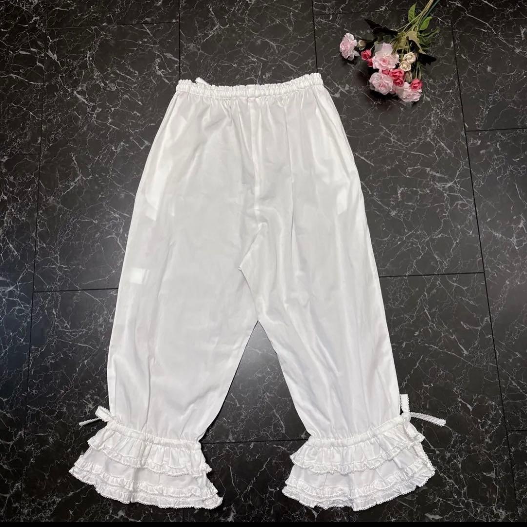 ピンクハウス 裾ローン使い ７分丈 ５分丈 ドロワーズパンツ 段々フリルF