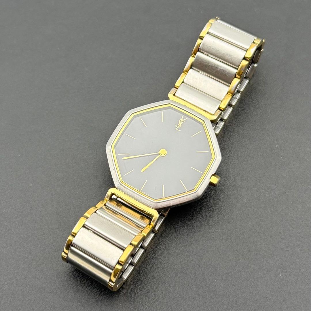 人気/稼働✨YSL イヴサンローラン オクタゴン 腕時計 コンビカラー クォーツ