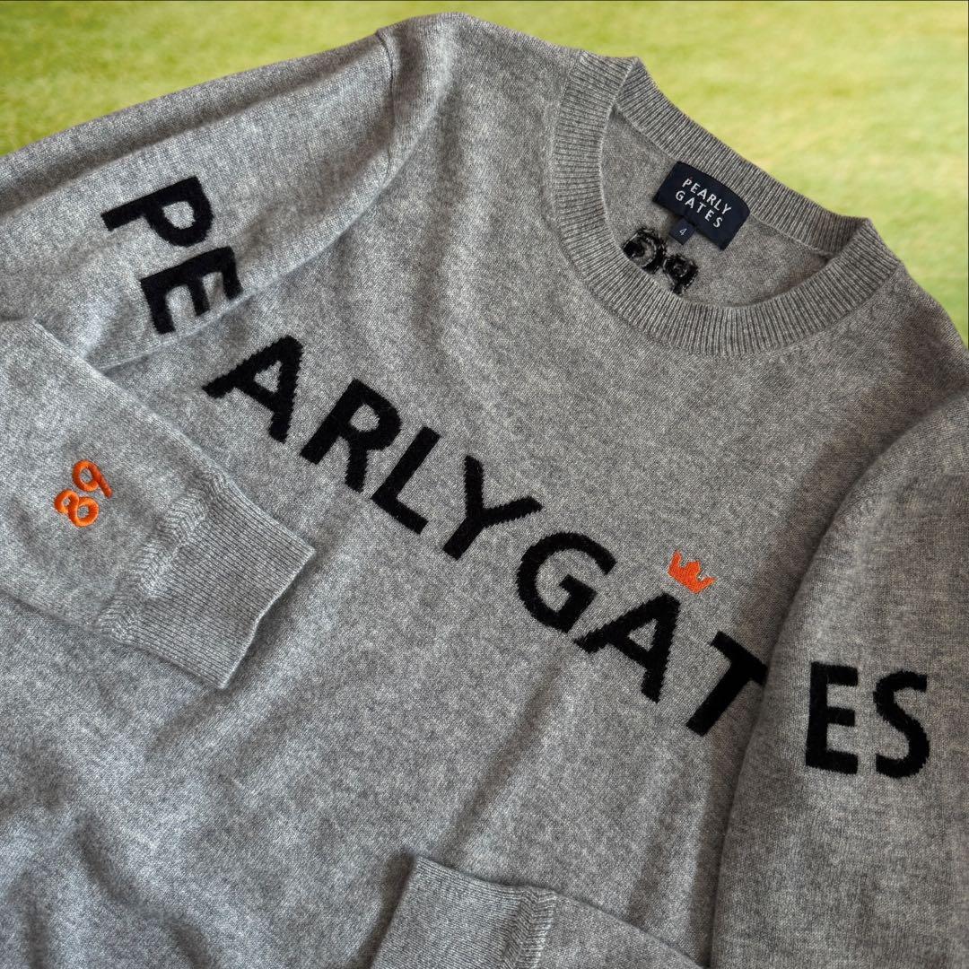 カシミヤ100% 美品　パーリーゲイツ　ニット　セーター　グレー　4 M〜L相当