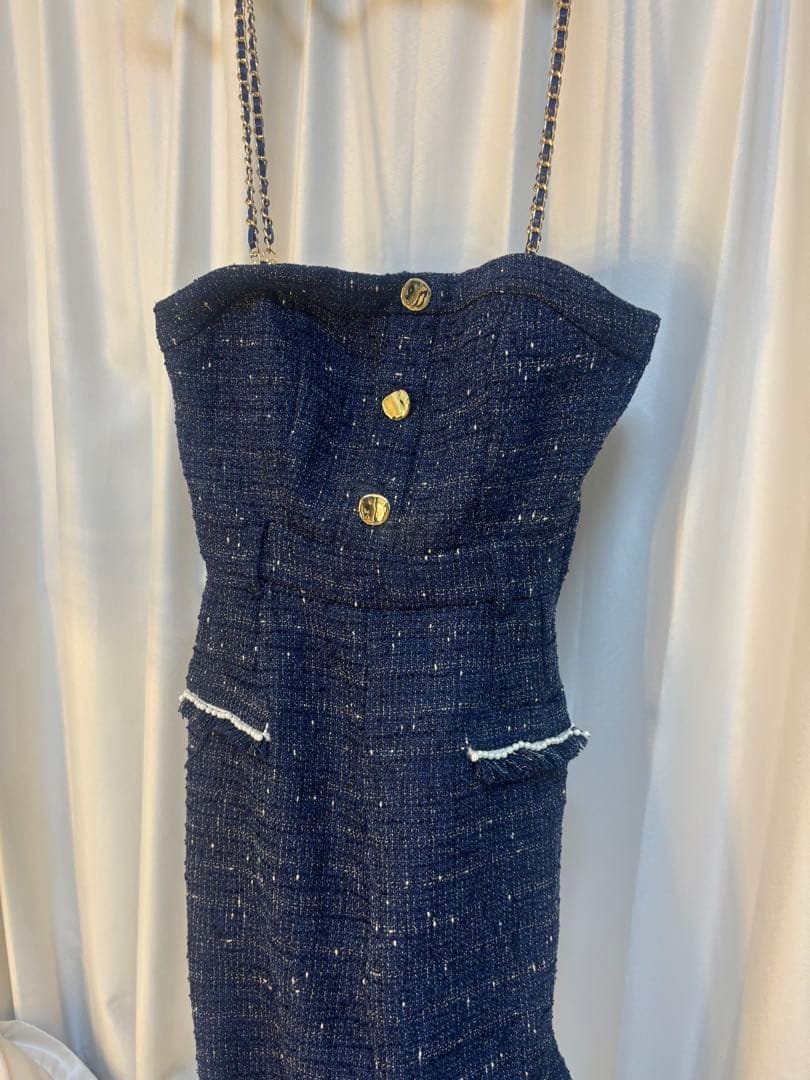 新品未使用 partyダブルチェーンストラップツイードオールインワン