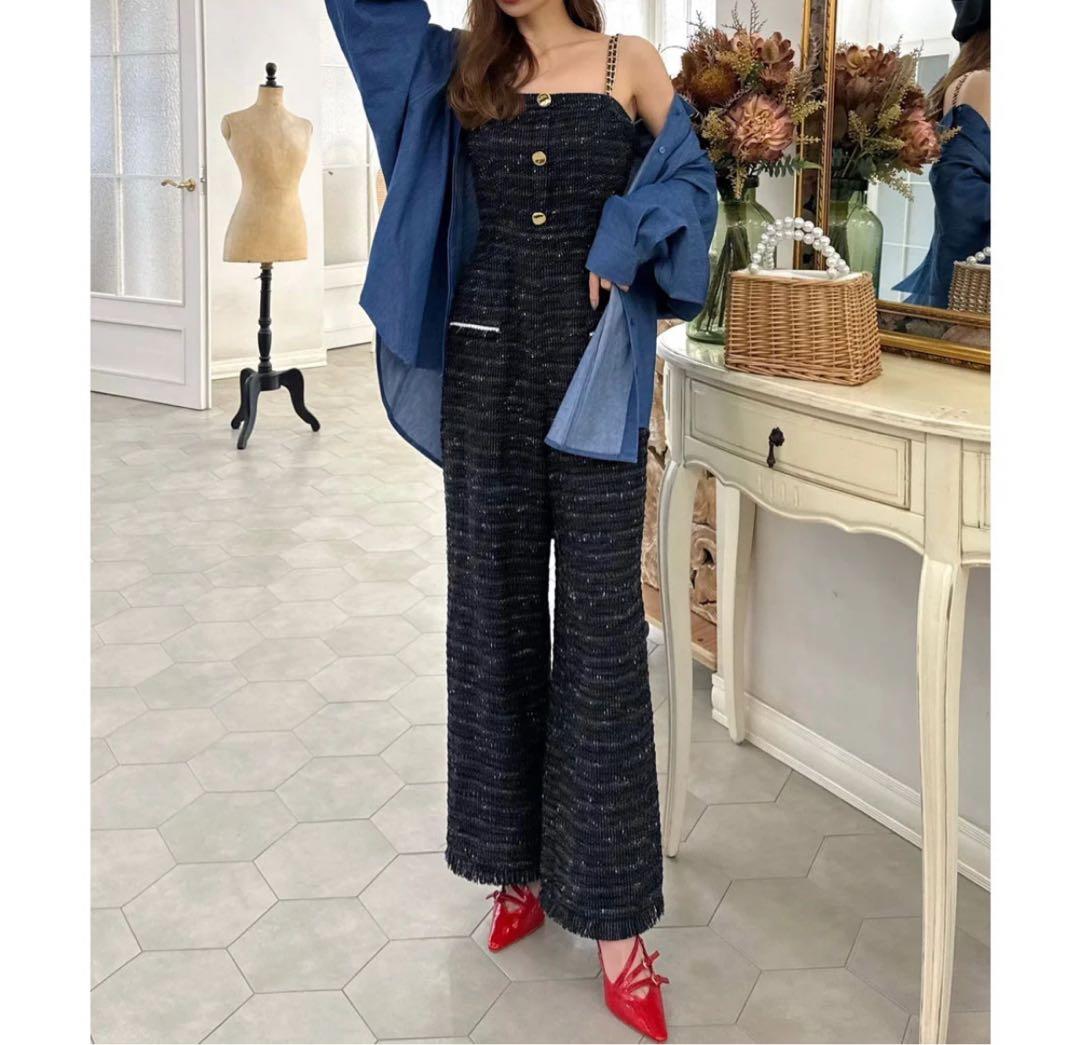 新品未使用 partyダブルチェーンストラップツイードオールインワン