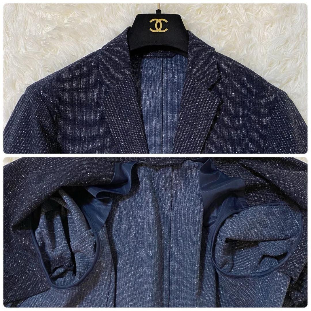 未使用級✨PLST シアサッカー 洗える ストレッチ セットアップ ネイビー S