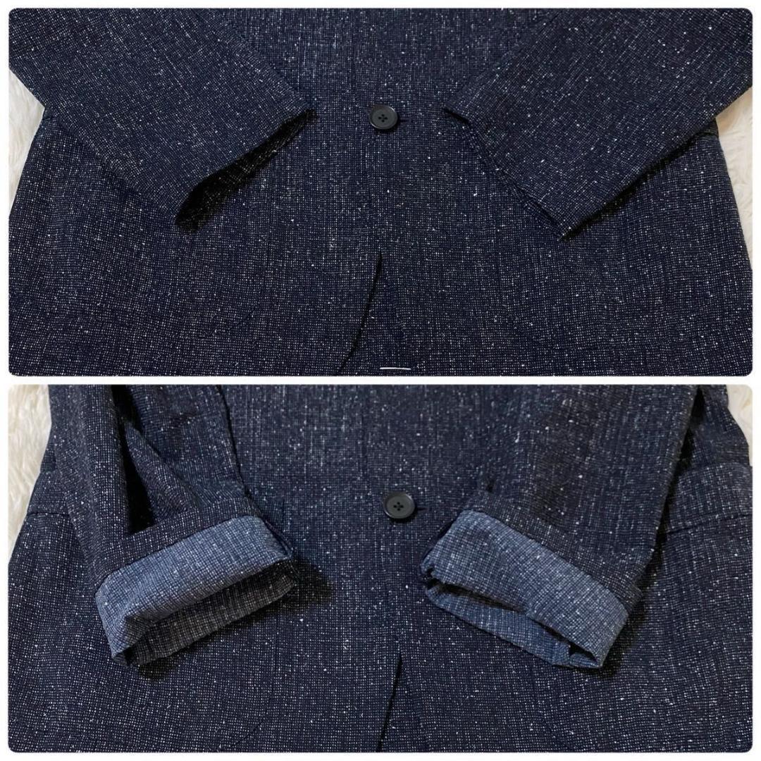 未使用級✨PLST シアサッカー 洗える ストレッチ セットアップ ネイビー S