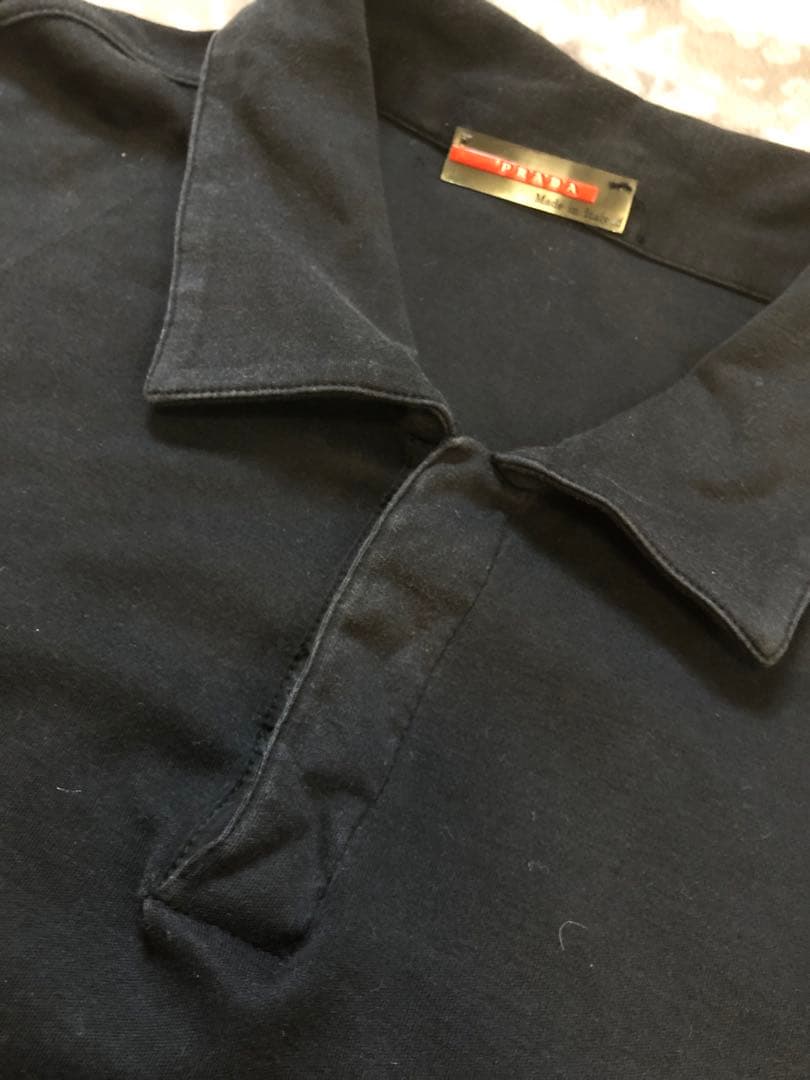 PRADA ブラック 長袖ポロシャツ