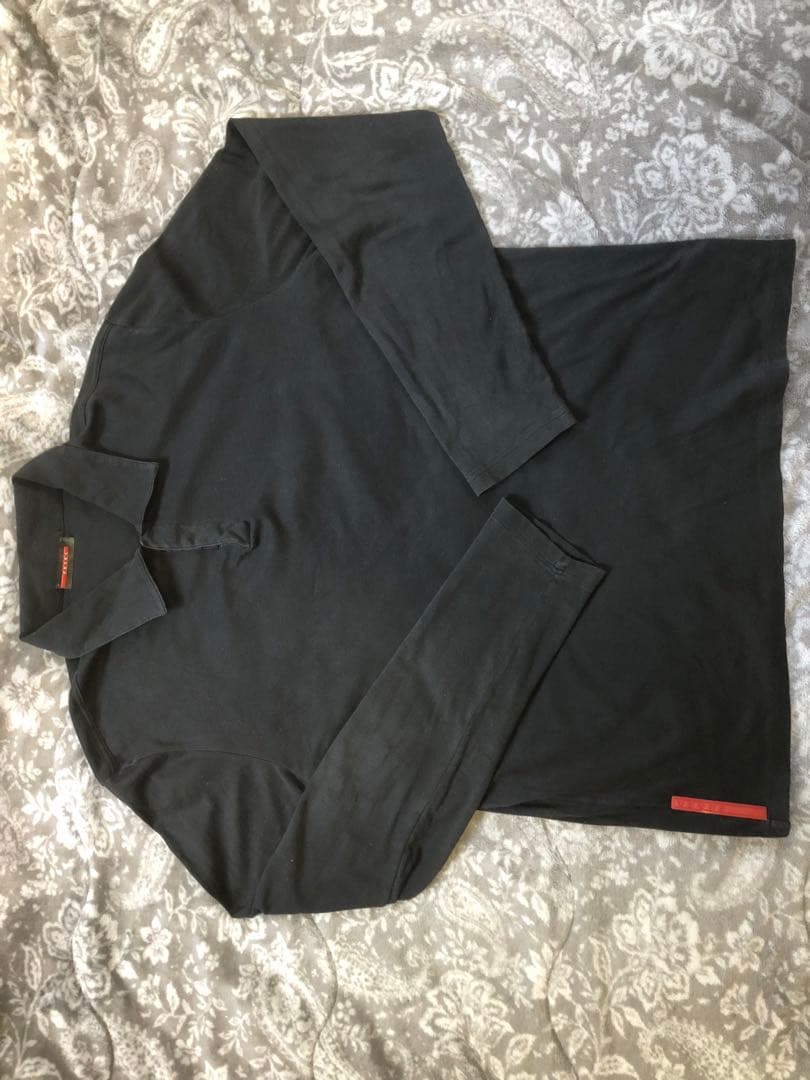 PRADA ブラック 長袖ポロシャツ