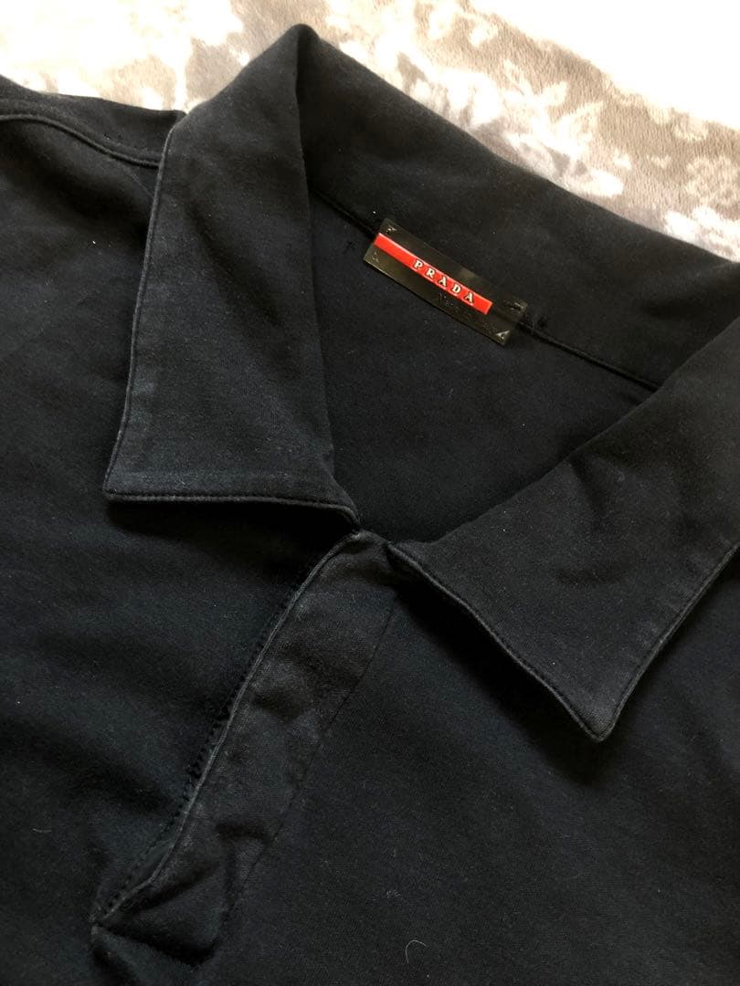PRADA ブラック 長袖ポロシャツ