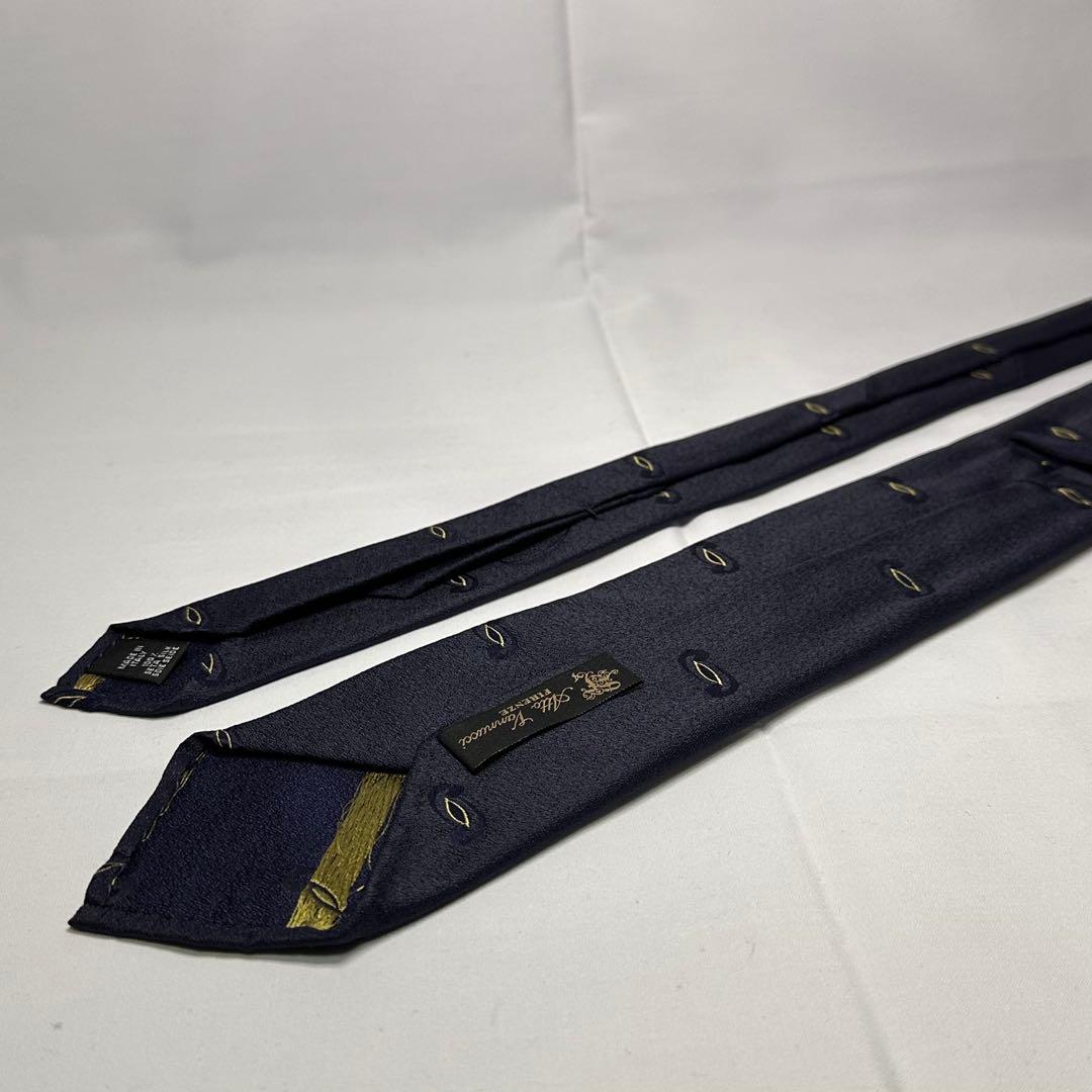 美品☆アットヴァンヌッチ☆ネクタイ☆ネイビー☆パターン柄☆セッテピエゲ☆643