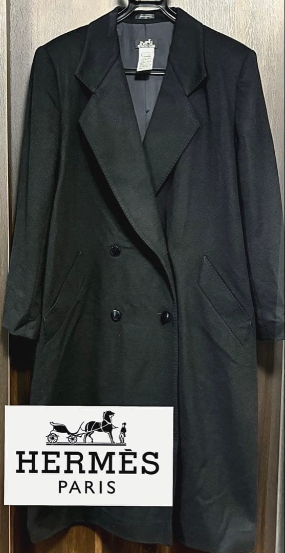 Y*様 【極上美品】HERMESエルメス　カシミヤ100%ダブルブレストコートブ