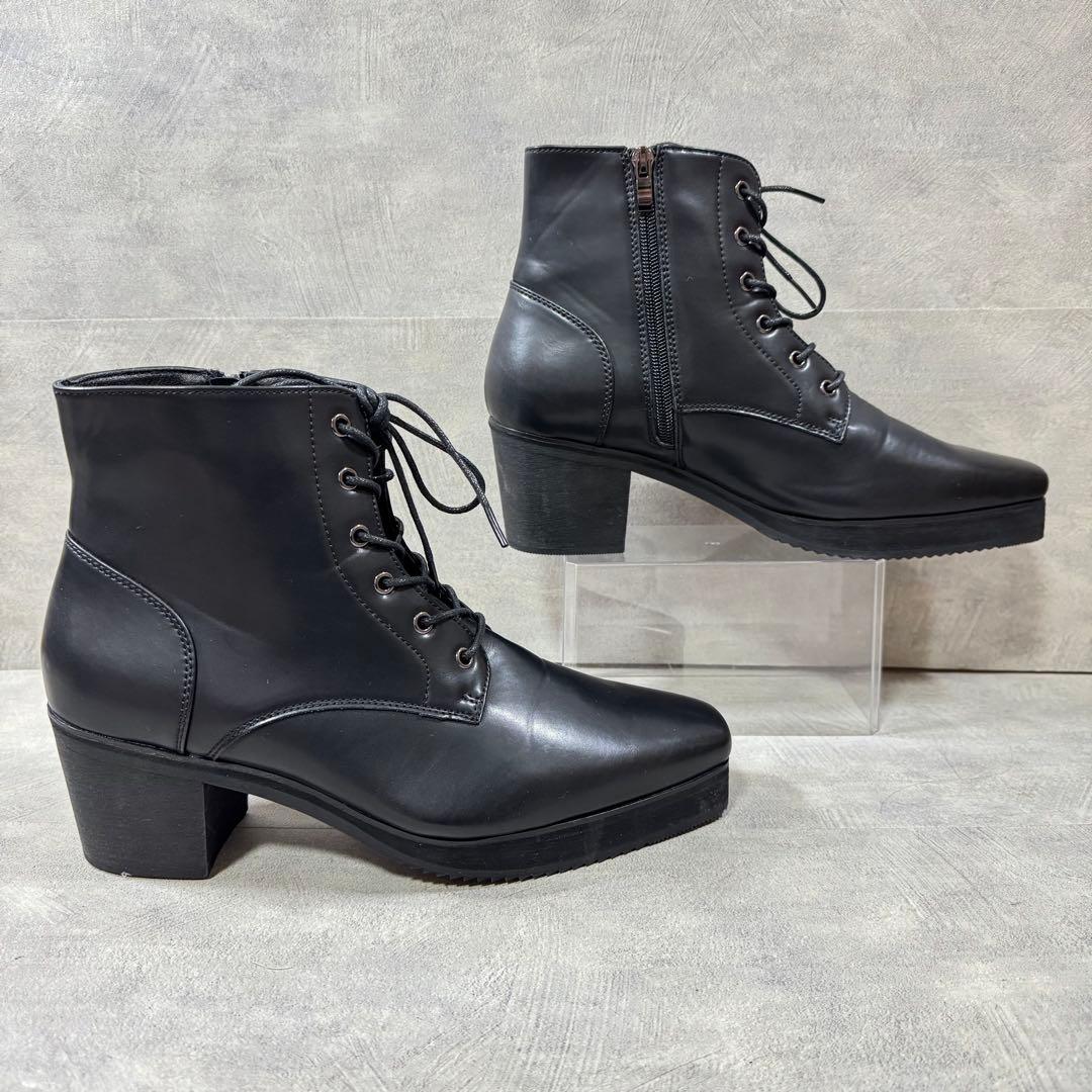 【美品】CLEL ハイソール デザイン ヒールブーツ 黒 M 完売品