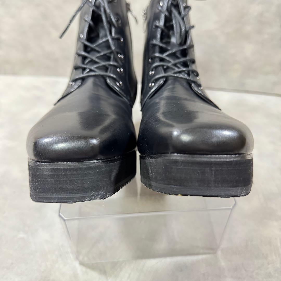 【美品】CLEL ハイソール デザイン ヒールブーツ 黒 M 完売品