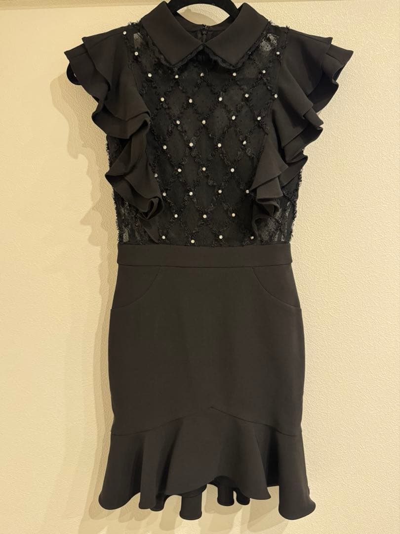 anマーメイド 襟付き フリルデザイン シアー ミニドレス キャバ　sugar