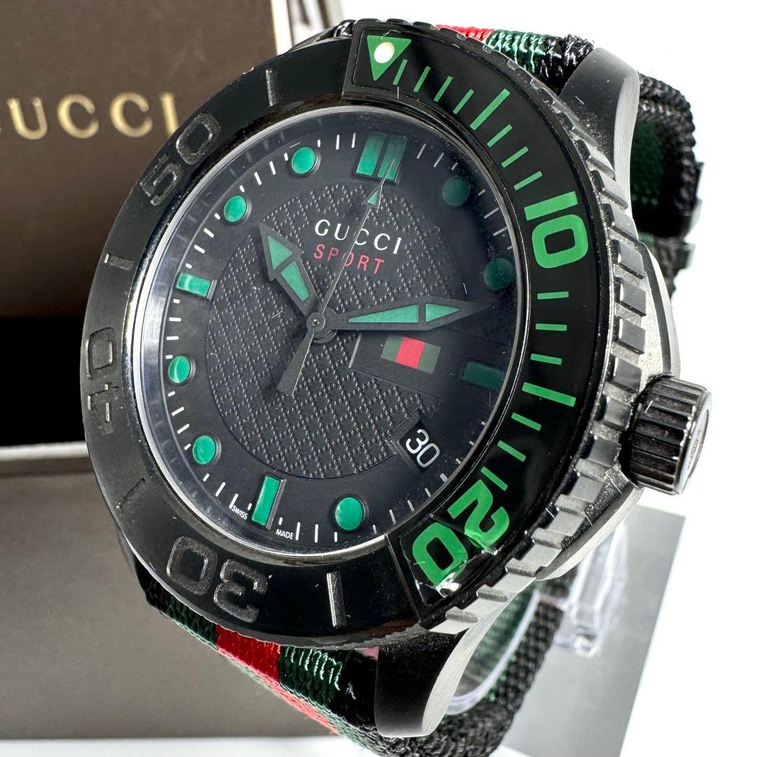 稼動 GUCCI 腕時計 Gタイムレス 126.2 ブラック シェリーライン 黒