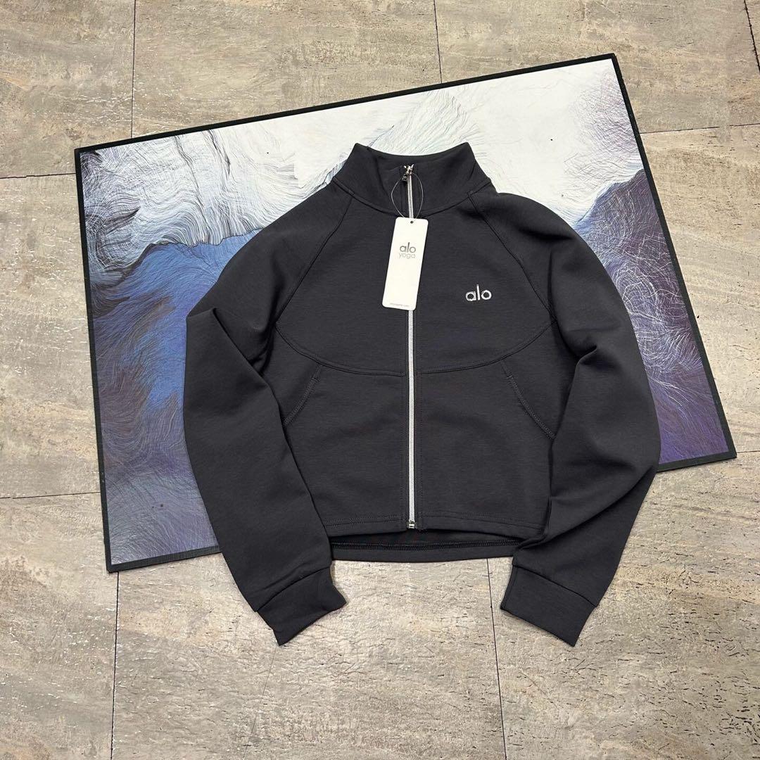 alo ダークグレー ジップアップ トレーナー