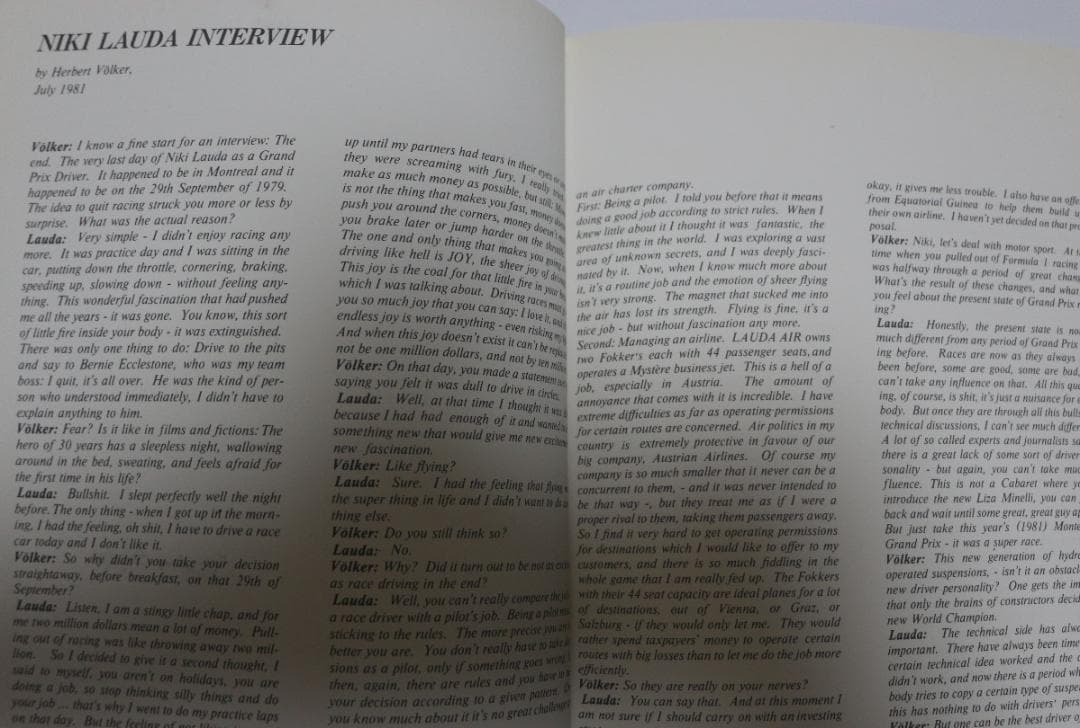 貴重ニキ・ラウダ写真集　Sexy Road 横浜タイヤ発行・非売品１９８２年出版