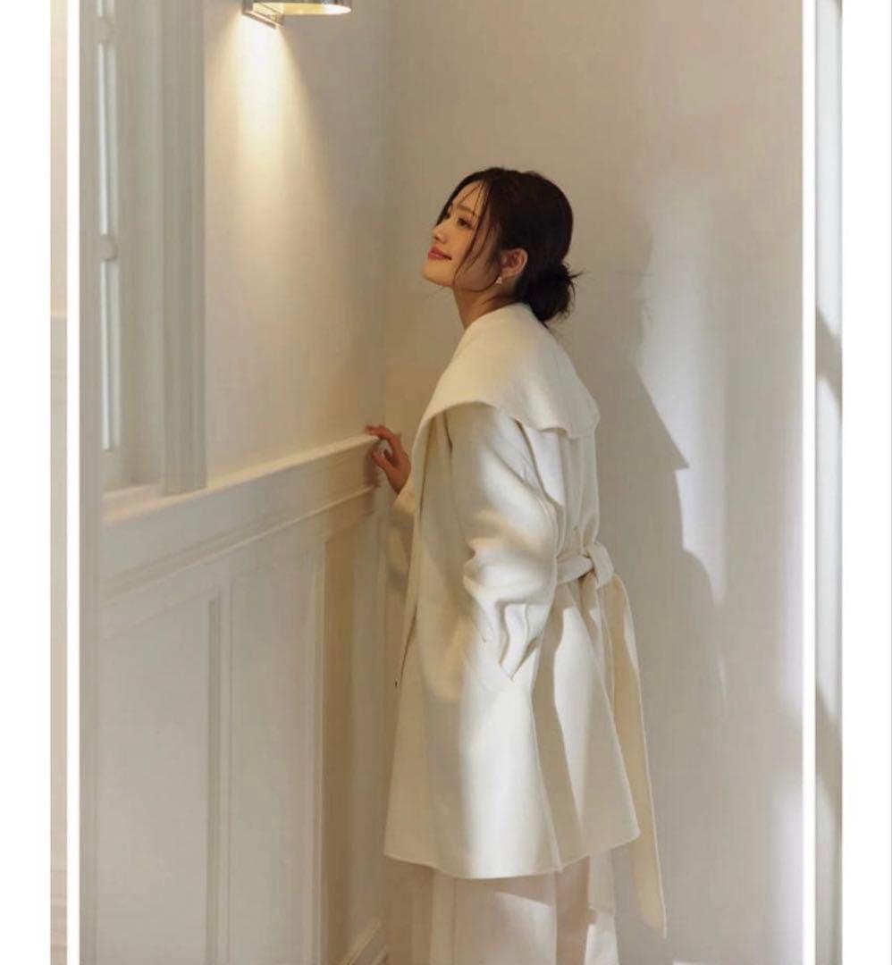 新品　ポローラ　ショールカラーウールミドルコート