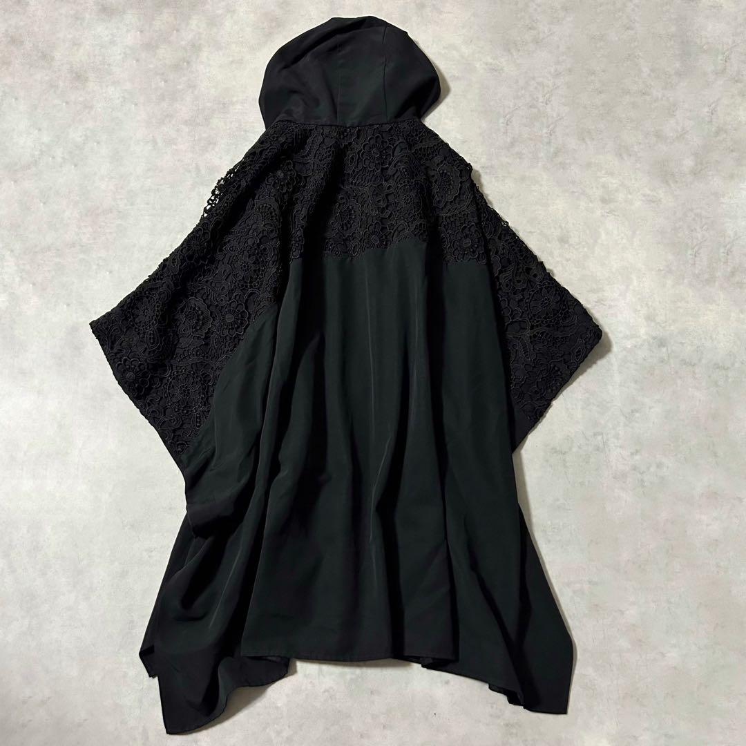 未使用級✨ 現行品 アドーア グログランレースコンビポンチョ コート 黒